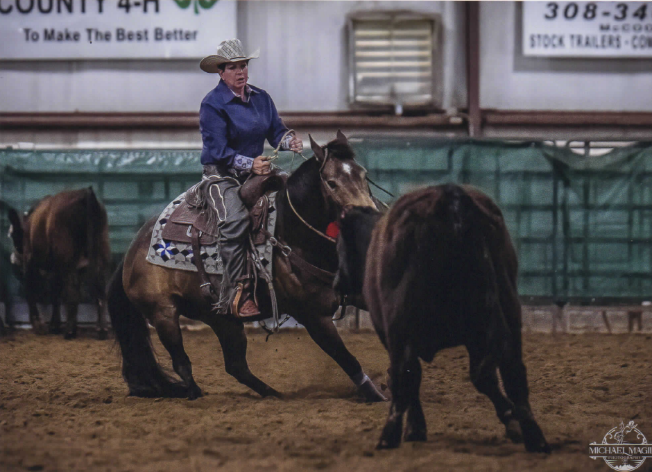 "Dora" Competing at Cow Horse Show